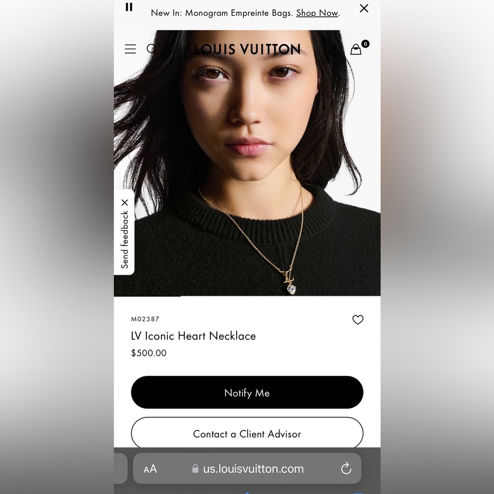 Louis Vuitton Gold LV Necklace with Heart Pendant - Picture 9 of 12